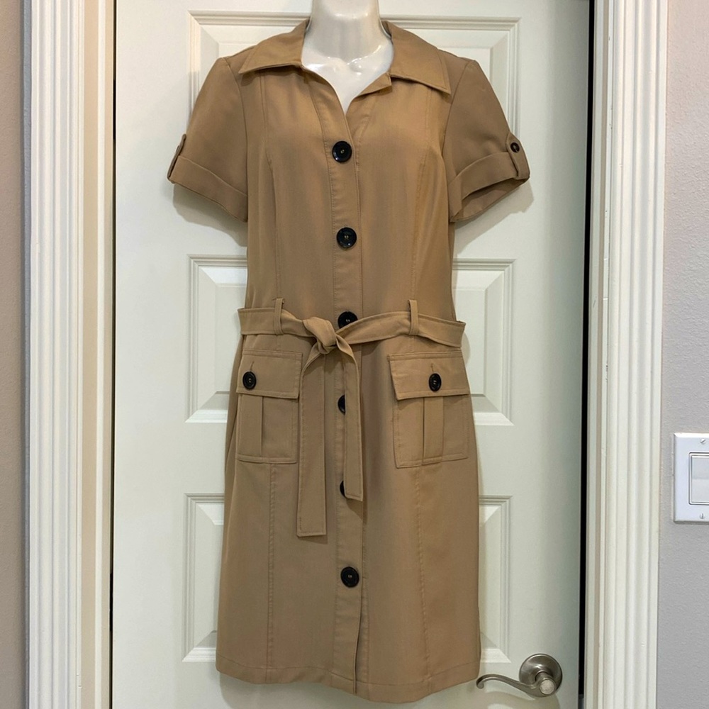 True Envy Dress button-down knee length shirt dress w/ pockets Sz 6